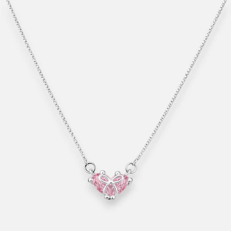 Collar Corazón Lazo Coquette Circones Rosa Francia - 45